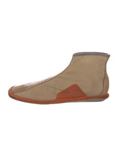 Pre-owned Prada Leather Colorblock Pattern Sneakers In Orange