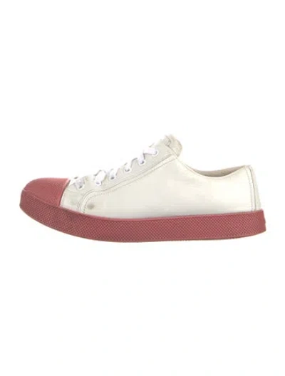 Pre-owned Prada Leather Colorblock Pattern Sneakers In Pink