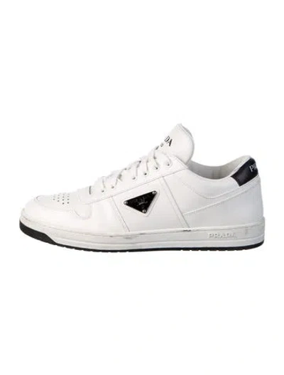 Pre-owned Prada Leather Colorblock Pattern Sneakers In White
