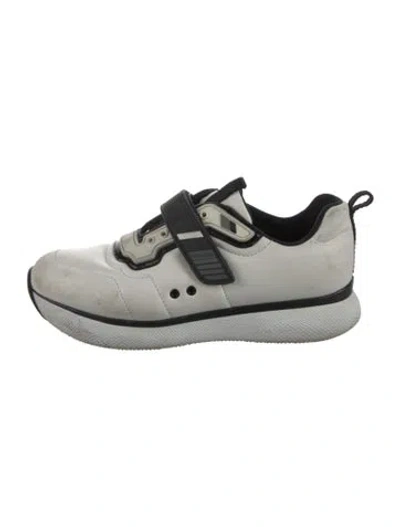 Pre-owned Prada Leather Colorblock Pattern Sneakers In White
