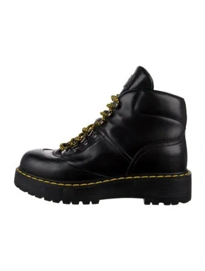 Pre-owned Prada Leather Combat Boots In Black