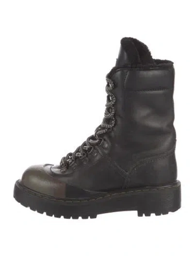 Pre-owned Prada Leather Combat Boots In Black