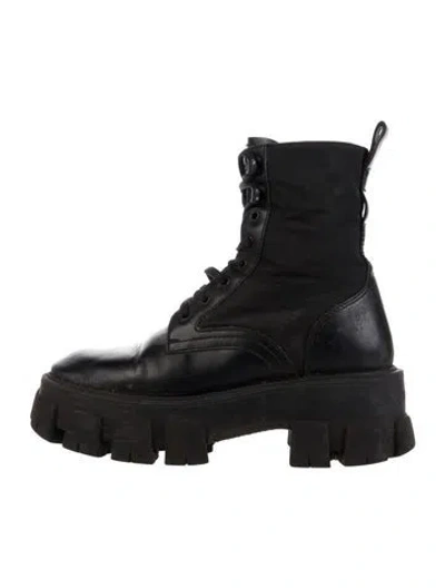 Pre-owned Prada Leather Combat Boots In Black