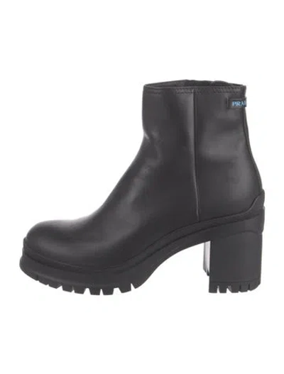 Pre-owned Prada Leather Combat Boots In Black