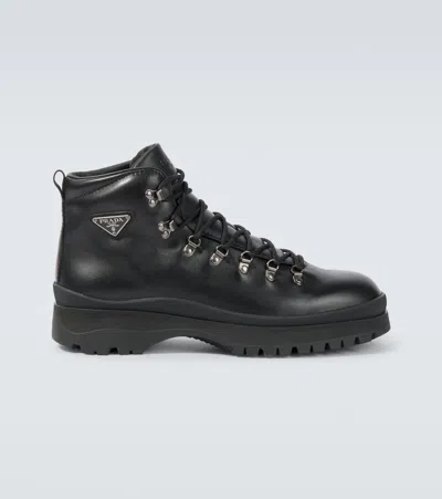PRADA BRIXXEN LEATHER LACE-UP BOOTS