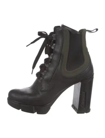 Pre-owned Prada Leather Combat Boots In Multi