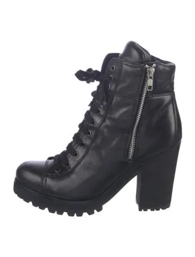 Pre-owned Prada Leather Combat Boots In Multi