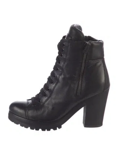Pre-owned Prada Leather Combat Boots In Multi