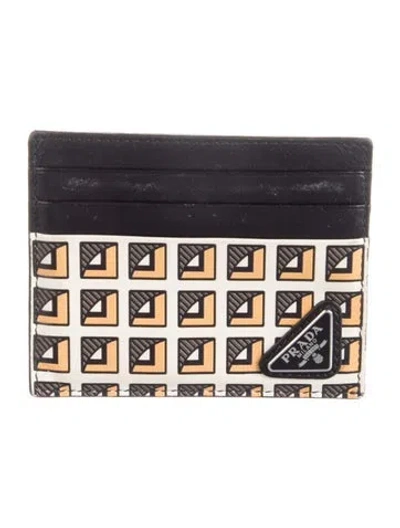 Pre-owned Prada Leather Compact Wallet In Black