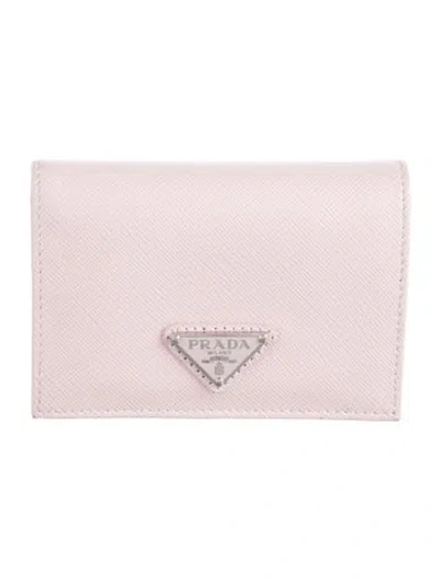 Pre-owned Prada Leather Compact Wallet In Pink