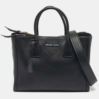 Pre-owned Prada Leather Concept Double Zip Tote In Black