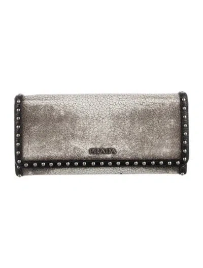 Pre-owned Prada Leather Continental Wallet In Black