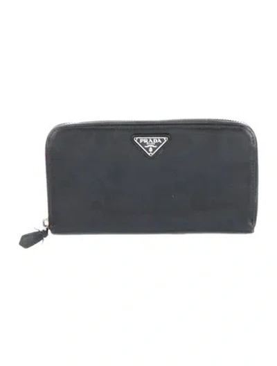 Pre-owned Prada Leather Continental Wallet In Black