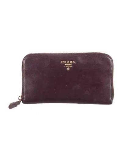 Pre-owned Prada Leather Continental Wallet In Black