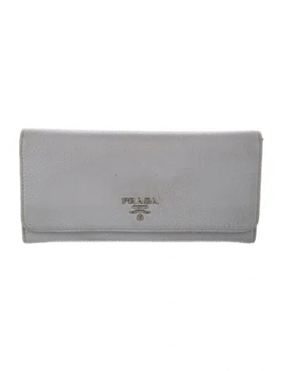 Pre-owned Prada Leather Continental Wallet In Blue