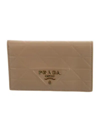 Pre-owned Prada Leather Continental Wallet In Neutrals