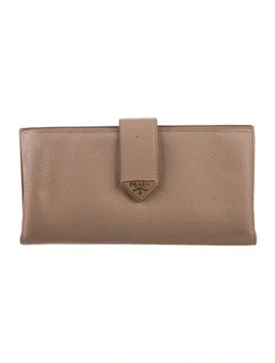 Pre-owned Prada Leather Continental Wallet In Pink