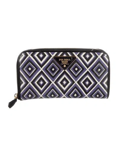 Pre-owned Prada Leather Continental Wallet In Purple
