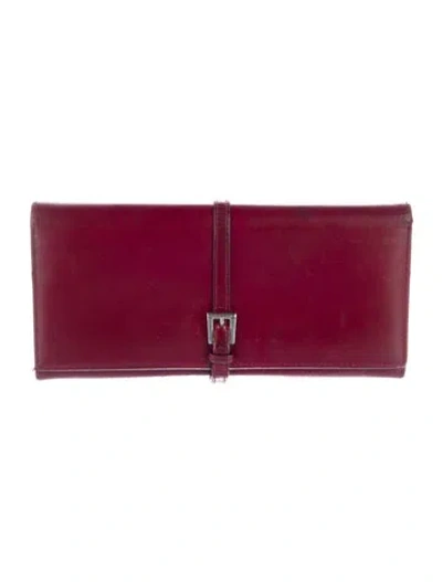 Pre-owned Prada Leather Continental Wallet In Red