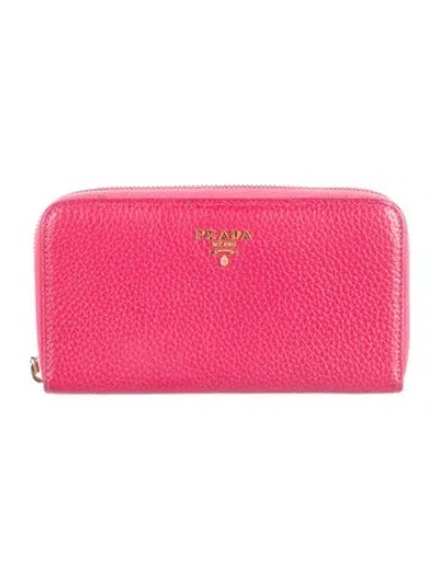 Pre-owned Prada Leather Continental Wallet In Red