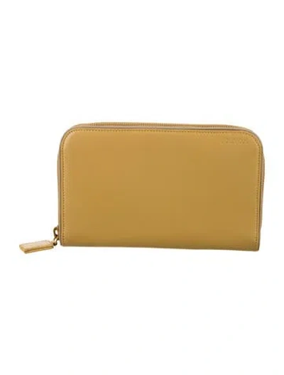 Pre-owned Prada Leather Continental Wallet In Yellow