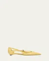 Prada Leather Crisscross Buckle Ballerina Flats In Yellow