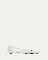 Prada Leather Ballerinas With Cut-out Design And Pointed Toe In Bianco