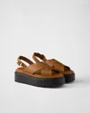 Prada Leather Platform Sandals In Leather