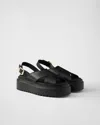 Prada Sandalen Aus Leder Mit Gekreuztem Band In Black