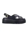 Prada Leather Crisscross Sandals In Black