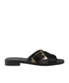Prada Leather Crisscross Slides With Buckle Shoes In Black