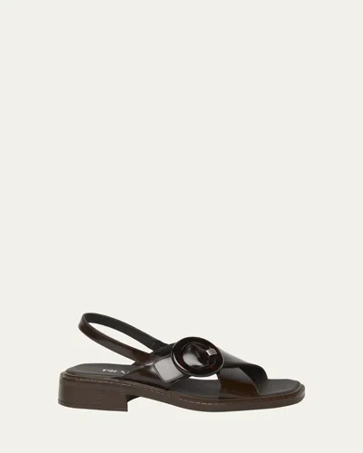 Prada Leather Crisscross Slingback Sandals