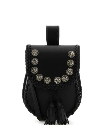 Prada Black Leather Crossbody Bag In Pink