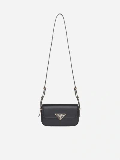Prada Woman Black Leather Crossbody Bag