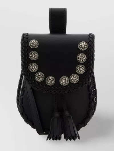 PRADA LEATHER CROSSBODY BAG BRAIDED TRIM