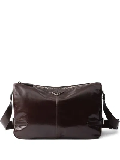 Prada Leather Crossbody Bag In Brown