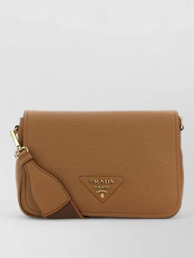 Prada Caramel Logo Small Shoulder Bag In Brown