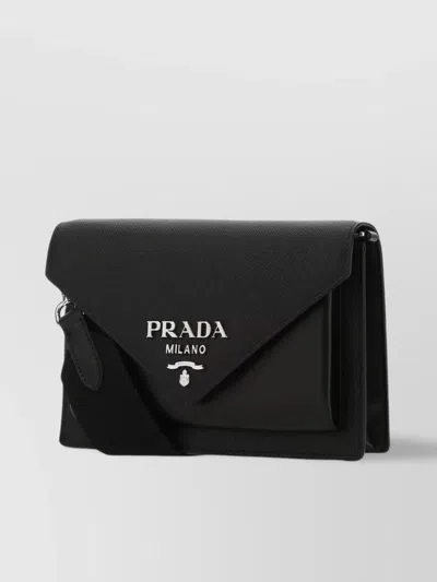 Prada Leather Crossbody Bag Strap Adjustable In Black