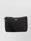 Prada Leather Crossbody Bag With Adjustable Shoulder Strap In Black