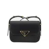 Prada Leather Crossbody Bag With Logo Clip Buckle In Black
