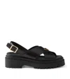 Prada Leather Crossover Platform Sandals 55