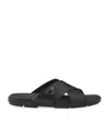 Prada Triangle Logo Criss-cross Sandals In Black