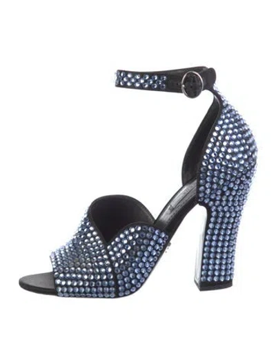 Pre-owned Prada Leather Crystal Embellishments D'orsay Pumps In Black