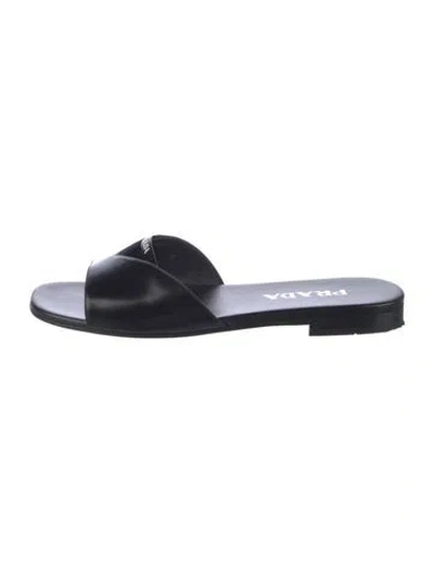 Pre-owned Prada Leather Cutout Accent Mules In Black