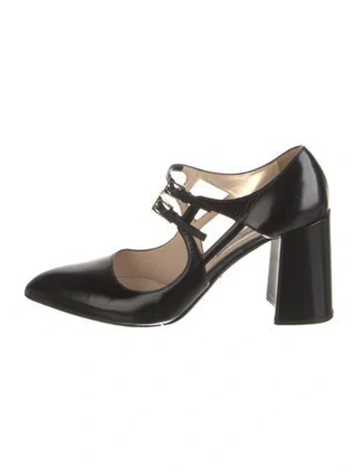 Pre-owned Prada Leather Cutout Accent Pumps In Black