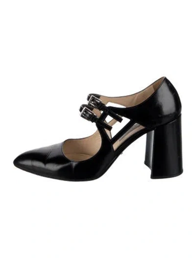 Pre-owned Prada Leather Cutout Accent Pumps In Black