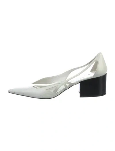 Pre-owned Prada Leather Cutout Accent Pumps In Pink/white