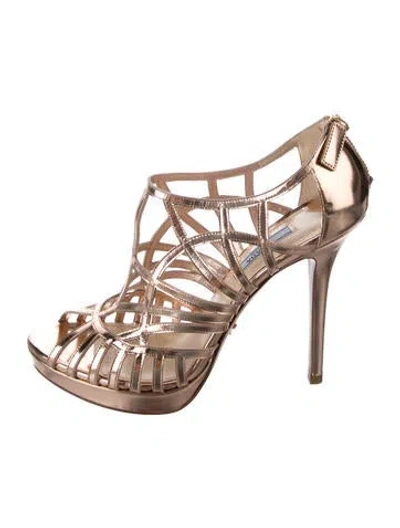 Pre-owned Prada Leather Cutout Accent Sandals In Pink