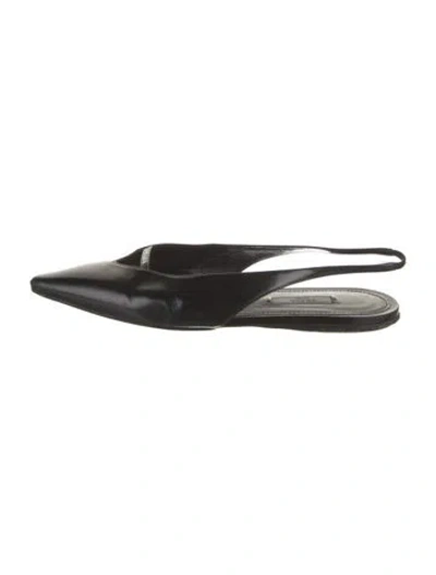 Pre-owned Prada Leather Cutout Accent Slingback Flats In Black