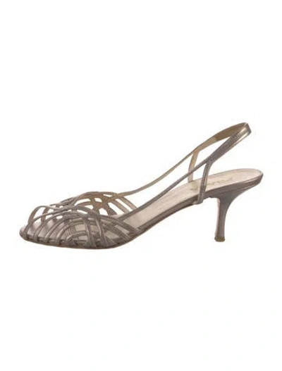 Pre-owned Prada Leather Cutout Accent Slingback Pumps In Multicolor